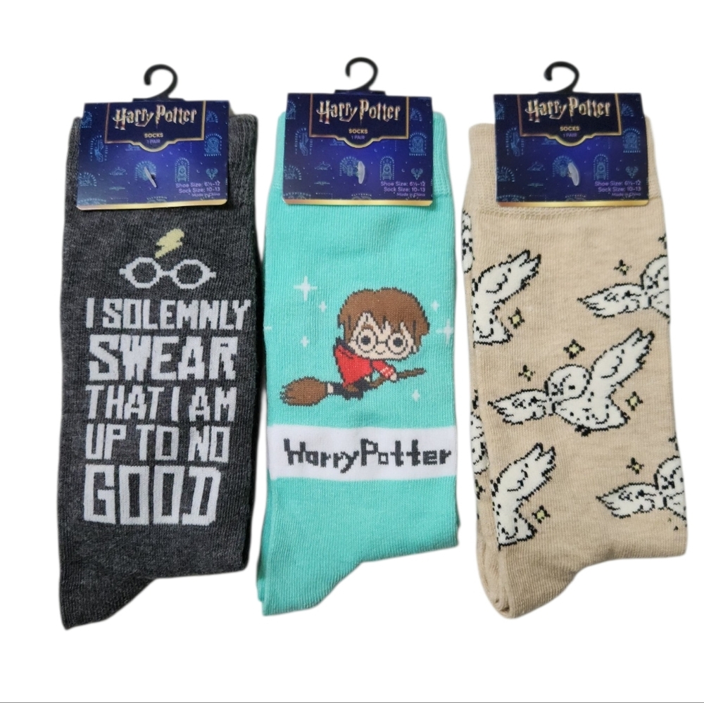 Harry Potter Graphic Novelty Crew Unisex‎ Hedwig Socks Solemnly Up To Go Good